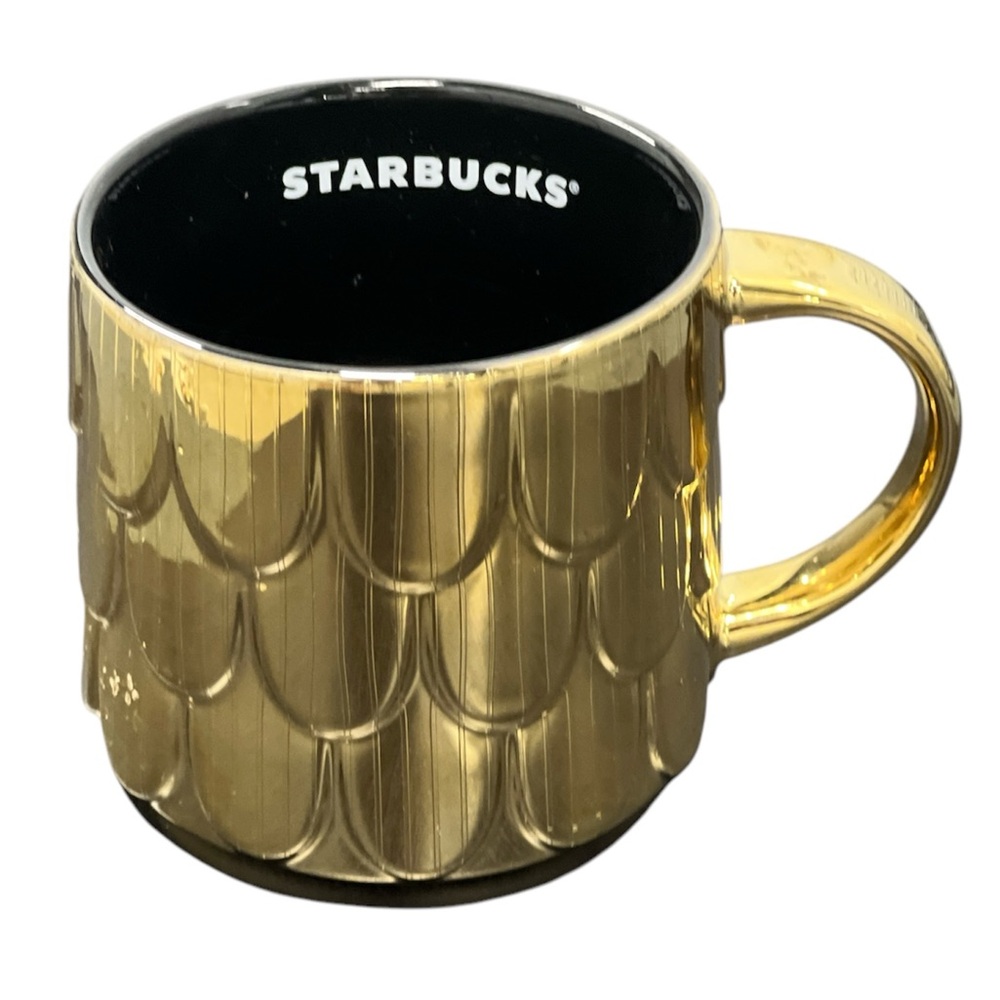 Starbucks Gold Mermaid Scales Mug 14oz 2019 Scalloped Limited Edition
